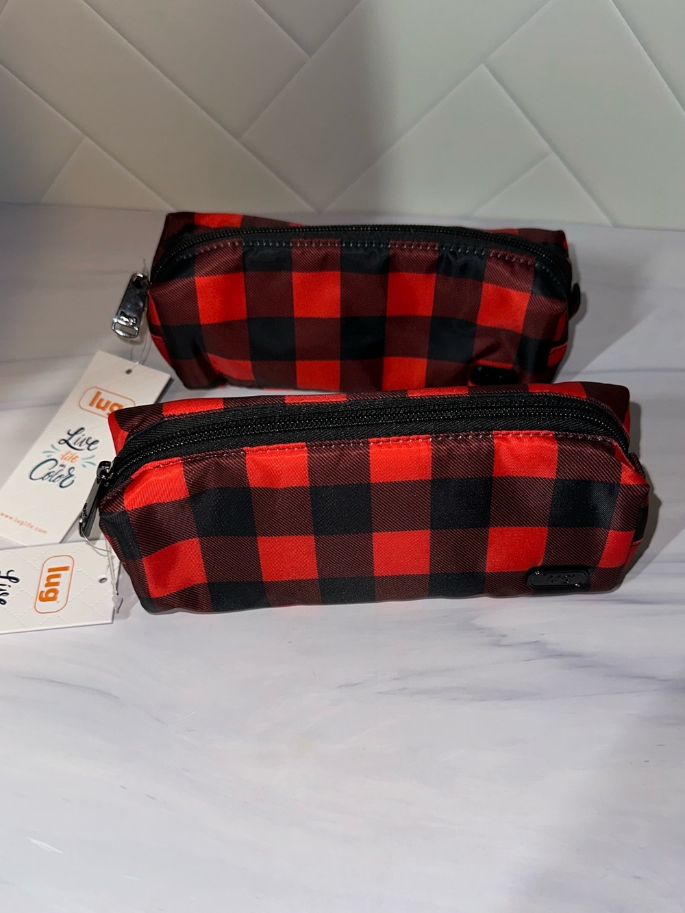 Lug Jib (Set of 2) Zip Pouch Buffalo Check Red - NEW
